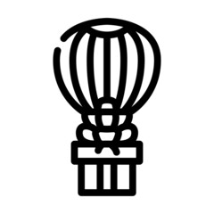 air balloon flying gift line icon vector. air balloon flying gift sign. isolated contour symbol black illustration