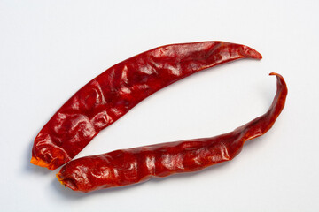 dried chili pepper on a white background