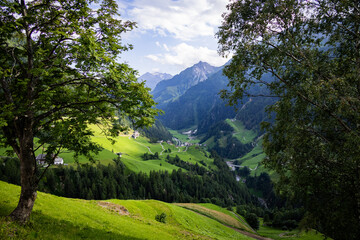 Typical landscape in the Austrian Alps - travel photography - obrazy, fototapety, plakaty