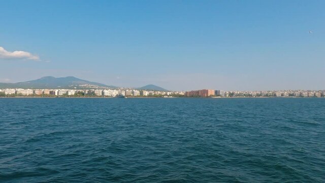 Scenes from a boat traveling from Thessaloniki city