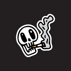 Weed skull smoke illustration. Vector graphics for t-shirt prints and sticker.