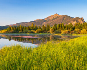 A view of Peak 1 from a cove on Dillon Reservoir.