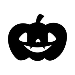 Halloween pumpkin flat clipart, vector stock illustration. Hand drawn black silhouete for decor