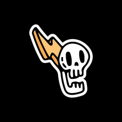 Thunder skull illustration. Vector graphics for t-shirt prints and other uses.