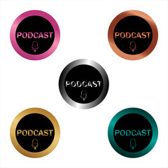 Podcast icon vector for announcement, mobile app interface. Set of graphic elements.