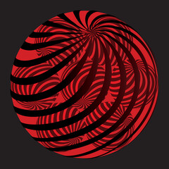 Decorative spheres. Abstract round Striped design element