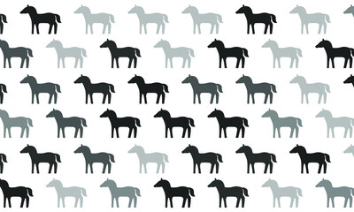 Black and White Horse Seamless Pattern Background