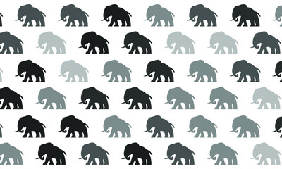 Black and White Elephant Seamless Pattern Background