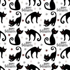 Happy Halloween. Doodle style seamless pattern.