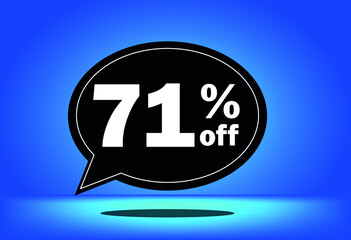 71% off - black and blue floating balloon - with blue background - banner for discount and reduction promotional offers