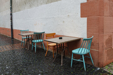Fototapeta na wymiar Tisch, restaurant, regen