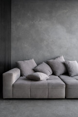 Grey comfort couch in modern living room
