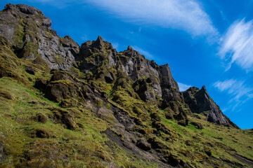 Obraz premium Beautiful rock formations of Thakgil canyon in Iceland