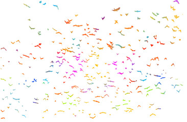 A flock of colorful birds. Vector illustration