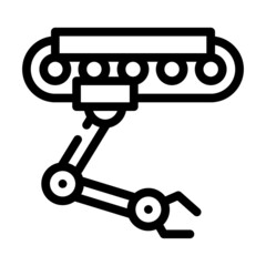 robotic hand on rail line icon vector. robotic hand on rail sign. isolated contour symbol black illustration
