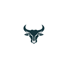 silhouette of buffalo bull vector animal design logo