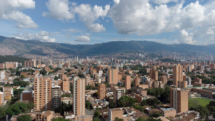 Panoramica occidente city of medellin, aerial photography with drone