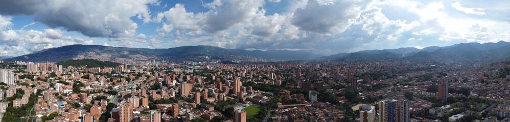 Panoramica occidente city of medellin, aerial photography with drone