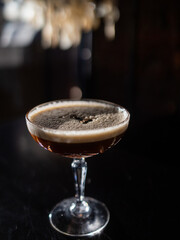 Espresso Martini cocktails garnished with coffee beans.