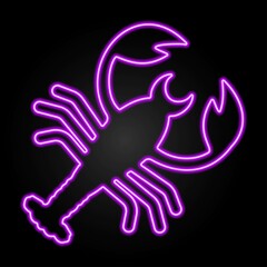 Cancer zodiac sign neon, modern glowing banner design, colorful trend of modern design on black background. Vector illustration.