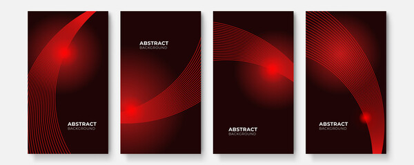 Red vector banner illustration technology with line pattern over dark background. Modern hi tech digital technology concept. Abstract internet communication, future science techno design