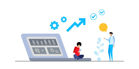 Flat design style illustrations of business, team work, graph, communication, presentation, commerce, Vector concepts for website banner, marketing material, business presentation, online advertising