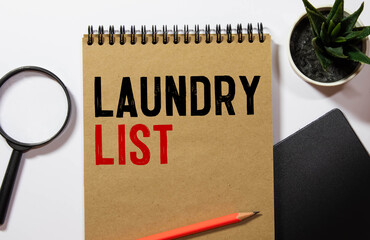 text Laundry list . Conceptual photo Discipline approach to shopping Basic Items