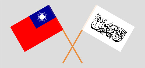 Crossed flags of Islamic Emirate of Afghanistan and Taiwan. Official colors. Correct proportion