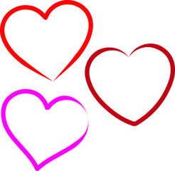 Vector collection of overlapping heart shaped lines. on a white background