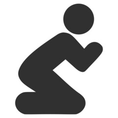 Praying man icon with flat style. Isolated vector praying man icon image on a white background.