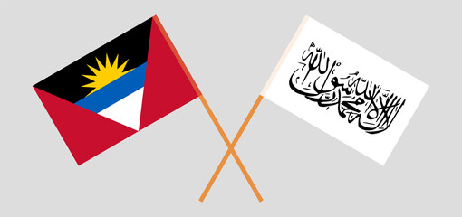 Crossed flags of Antigua and Barbuda and Islamic Emirate of Afghanistan. Official colors. Correct proportion