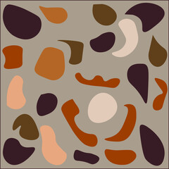 A set of  isolated abstract random spots in a brawn color scheme. Vector illustration in modern style. Minimalist art.
