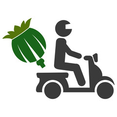 Opium motorbike delivery icon with flat style. Isolated raster opium motorbike delivery pictogram on a white background.