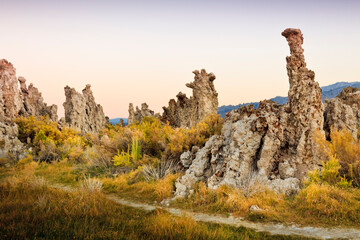 Tufa formations on Mono Lake  at Sunset, California, USA