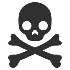 Death skull icon with flat style. Isolated raster death skull icon image on a white background.