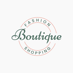 Fototapeta na wymiar Boutique Emblem logo design, for Fashion Shopping and Women Apparel Wardrobe Clothing Outfit Brand logo design