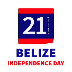 Belize Independence Day calligraphy lettering with flag. National holiday celebrated on September 21. Vector template for typography poster, banner, greeting card, flyer
