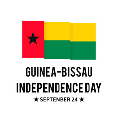 Guinea-Bissau Independence Day lettering with flag. National holiday celebrate on September 24. Easy to edit vector template for typography poster banner, flyer, sticker, greeting card, postcard