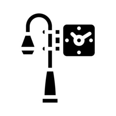 street clock glyph icon vector. street clock sign. isolated contour symbol black illustration