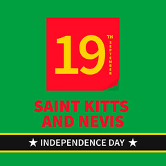 Saint Kitts and Nevis Independence Day typography poster. National holiday celebrated on September 19. Vector template for banner, greeting card, flyer