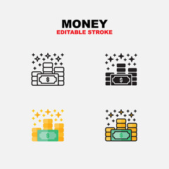 Icon set money with different style