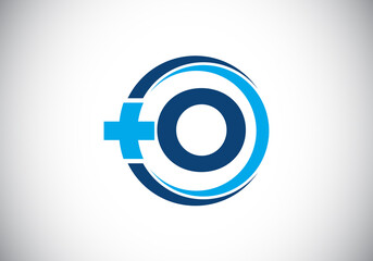 Initial O monogram alphabet in a circle with cross plus. Medical logo. Logo for pharmacy, clinic, medical or healthcare business, and company identity