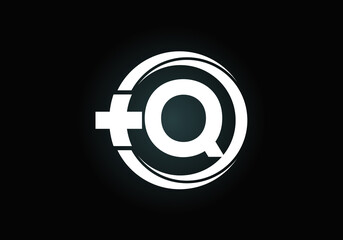 Initial Q monogram alphabet in a circle with cross plus. Medical logo. Logo for pharmacy, clinic, medical or healthcare business, and company identity