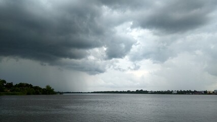 the appearance of a cloudy sky over the river and cloudy clouds