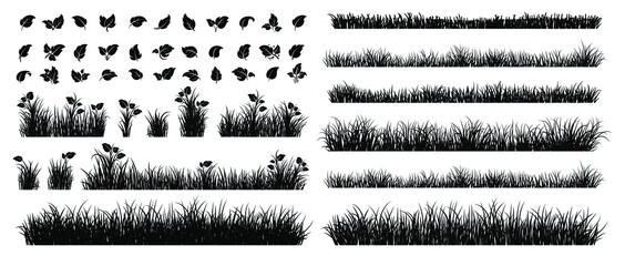 Set of Grass Isolated on White Background.  © Very Well Studio