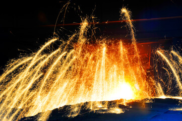 Smelting industry sparks in steel mills