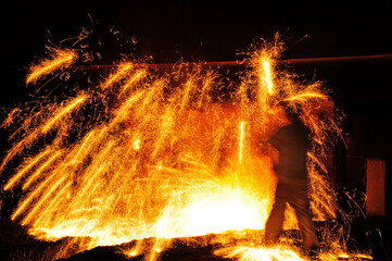 Smelting industry sparks in steel mills