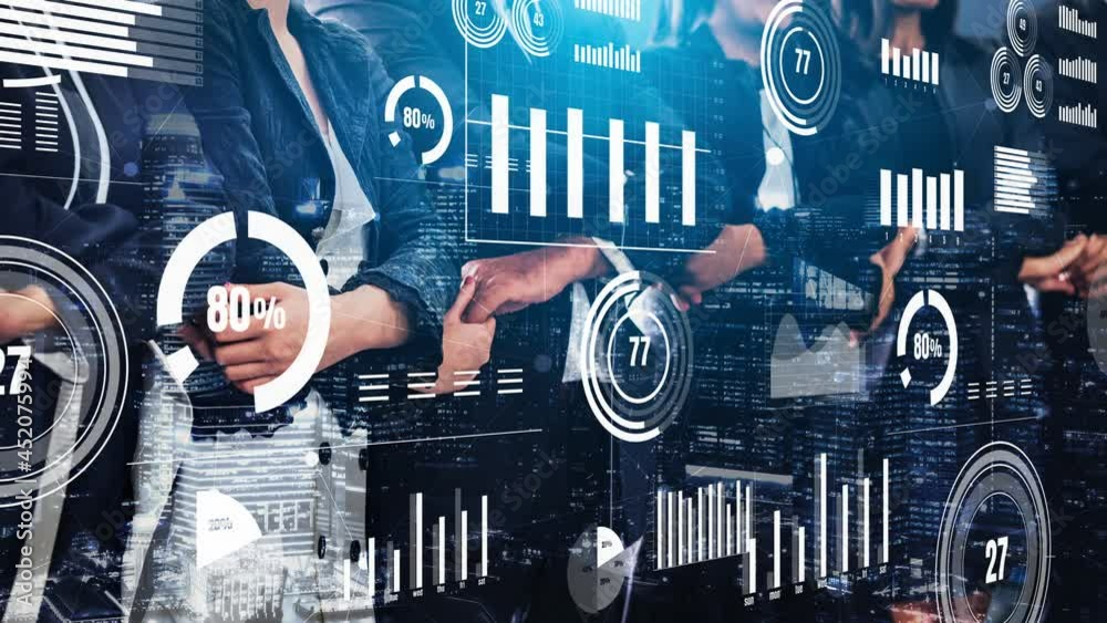 Poster conceptual business dashboard for financial data analysis . 3d render computer graphic .