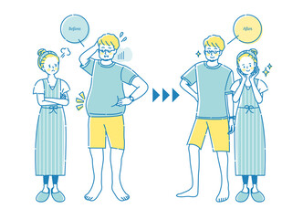 ダイエットに成功した若い男性と太った男性