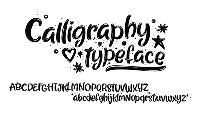 Calligraphy typeface. Vector hand drawn alphabet. Handwritten script alphabet. Hand lettering and custom typography for your designs: logo, for posters, invitations, cards, etc. Vector type.